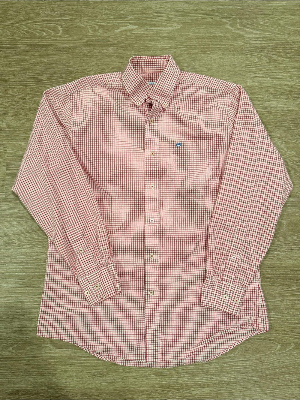 Southern Tide Red and White Gingham Button-Down Shirt